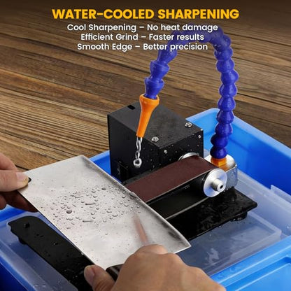 Mini Belt Sander, Electric Small Sander Knife Making Supplies, 7 Adjustable Speed Electric Knife Sharpener, Power Belt Grinder for Woodworking. (Wet/Dry Pro - Advanced Grinding Kit) - style: Wet/Dry Pro - Advanced Grinding Kit