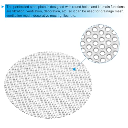 PATIKIL 4" Dia 304 Stainless Steel Perforated Sheet 0.06" Hole 2 Pcs - size: 4inch