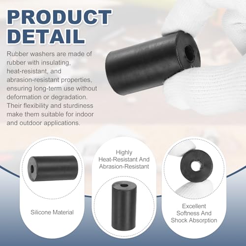 uxcell 5Pcs Rubber Spacers, 25mm OD, 8mm ID, 45mm Thick Black Round Anti Vibration Rubber Pads Isolation Bushings Washer for Home Cars Boat(0.98"OD x 0.31" ID x 1.77" Thick) - size: 25mm OD x 8mm ID x 45mm Thick