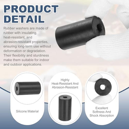 uxcell 5Pcs Rubber Spacers, 25mm OD, 8mm ID, 45mm Thick Black Round Anti Vibration Rubber Pads Isolation Bushings Washer for Home Cars Boat(0.98"OD x 0.31" ID x 1.77" Thick) - size: 25mm OD x 8mm ID x 45mm Thick