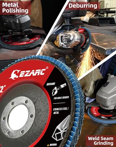 EZARC Zirconia High Density Flap Discs 40Grit, 4.5x7/8", Type29, 50Pack - size: 40 GRIT (50 pcs), style: High Density Version