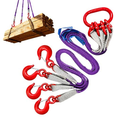 4 Leg Bridle Lifting Sling 6600 LBS Rigging Strap with G80 Grab Hooks