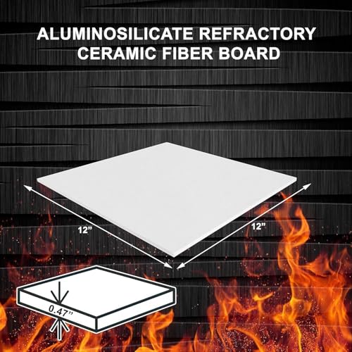 SIMOND STORE 12" x 12" x 0.47" Ceramic Fiber Board, Fireproof Board - size: 0.47" x 12" x 12"