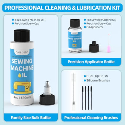 4oz&1oz Sewing Machine Oil and Cleaning Kit with Applicator & Brush - size: 4oz+1oz