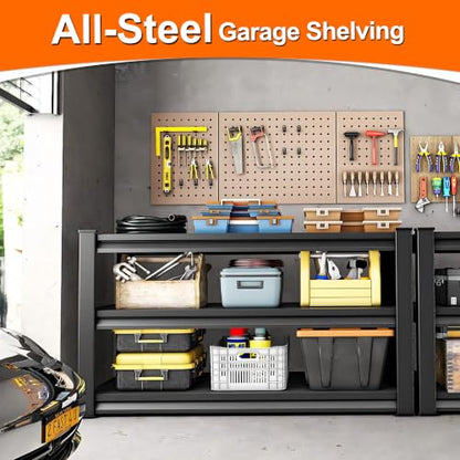 Metal Storage Garage Shelving - 40" W x 16" D x 36" H Black - size: 3T-BK-40"Wx16"D