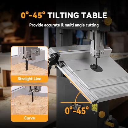Hoteche 12-Inch Band Saw 7-Amp Two-Speed Benchtop with Stand for Woodworking and Metal Cutting, 1HP - size: 12-Inch Benchtop