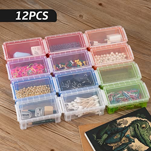 Small Plastic Box, Clear Mini Storage Bins, Stackable Tote with Lid-12 - color: 12-multicolor
