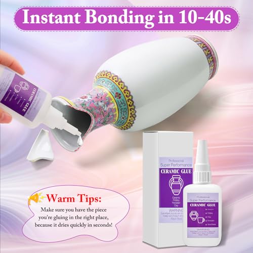 50g Ceramic Glue with Nozzle, Instant Strong Adhesive Glue Fast Drying Super Glue Gel for Porcelain Pottery Repair Bonding Ceramic Clay Vase Tiles DIY Crafts - style: 50g Ceramic Glue