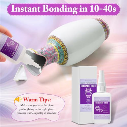 50g Ceramic Glue with Nozzle, Instant Strong Adhesive Glue Fast Drying Super Glue Gel for Porcelain Pottery Repair Bonding Ceramic Clay Vase Tiles DIY Crafts - style: 50g Ceramic Glue