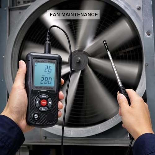 Thermal Anemometer –MOG2033 Handheld CFM CMM Air Flow Meter with Sunlight Readable Backlit LCD, High-Precision Wind Speed Gauge for HVAC Ducts Vents, Telescopic Probe, Temperature