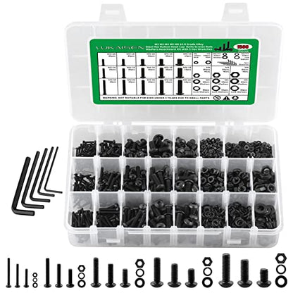 M2-M6 Metric Screw Assortment,1500PCS Hex Socket Button Head - size: M2 M3 M4 M5 M6 1500pcs 2