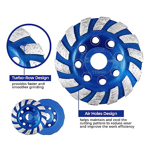 SALI Diamond Concrete Grinding Wheel 4 1/2 inch for Polishing and Cleaning Stone Concrete Surface, Cement, Marble, Rock, Granite, and Thinset Removing, Angle Grinder Segment Wheels Cup 115 * 22.2MM - style: Segment Turbo