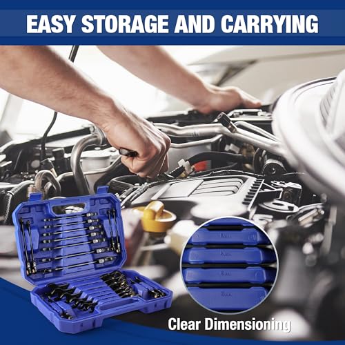 WORKPRO 22-piece Ratcheting Wrench Set with 180° Flex Head, Anti-Slip - style: Flex-head