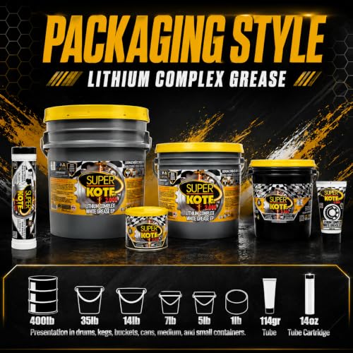 Lithium Complex Grease Superkote 2000 | Multipurpose | NLGI 2 | EP | High Temp | Automotive | Construction | Industry | Gear | Wheel Bearing | Axle | Ball Joint |White | 1 LB Can