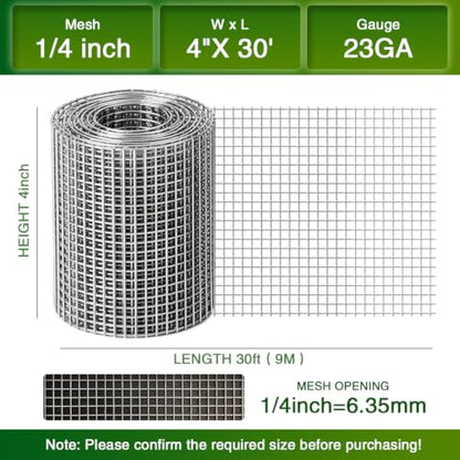 Chicken Wire Fence,Hardware Cloth 1/4 Inch 4inx30ft (23 GA) - color: 1/4inch, size: 4in x 30ft