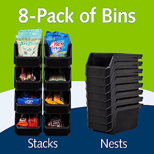 ReadySpace Medium Stackable Plastic Storage Bins, 8-Pack, Black - color: Black, size: Medium, 8-Pack