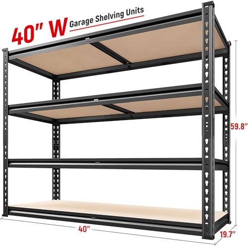 REIBII 2000LBS Storage Shelves,4-Tier Adjustable Garage Shelving for Pantry - size: 20"D x 40"W x 60"H