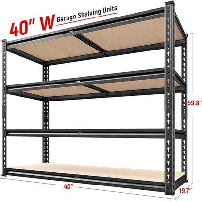 REIBII 2000LBS Storage Shelves,4-Tier Adjustable Garage Shelving for Pantry - size: 20"D x 40"W x 60"H
