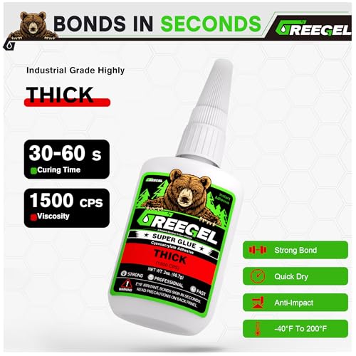 Liquid Thick Super Glue 1 oz + 3g Gel Glue for Large Gaps, Clear CA - color: Thick Viscosity, size: 1 oz