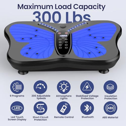 Vibration Plate Exercise Machine 400 lbs Capacity for Lymphatic Drainage - color: Royal Blue