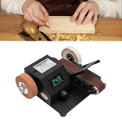 350W Electric Mini Belt Sander 90 Degree Knife Sharpener Electric Bench Grinder Sanding Machine with Adapter Powerful Bench Sander for Metal Wood DIY Handcraft, Tool & Knife Sharpening