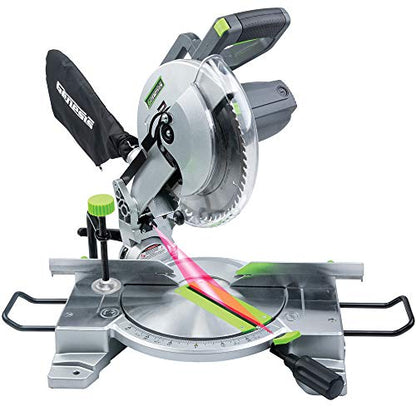 Genesis GMS1015LC 15-Amp 10-Inch Compound Miter Saw with Laser Guide and 9 Positive Miter Stops , Gray - style: 10 inch Compound Miter Saw