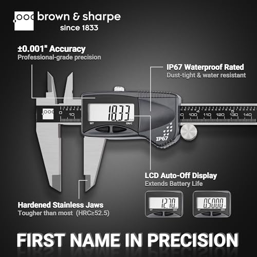Brown & Sharpe 8 Inch Digital Caliper, IP67 Stainless Steel - size: 8 Inch