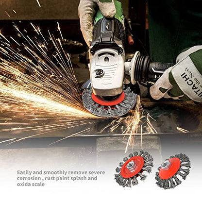 Wire Wheel for Angle Grinder Heavy Duty Carbon Knotted & Crimped Cup Set