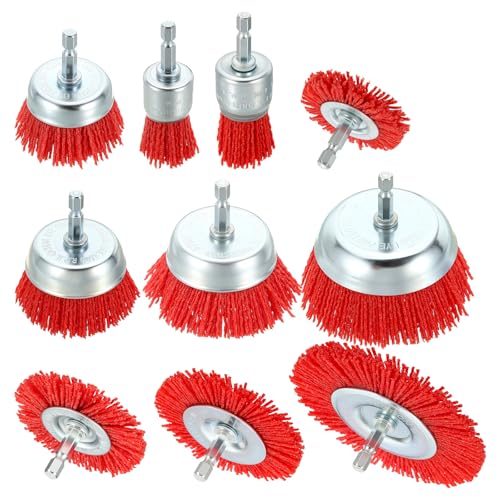 10pcs Wire Brush for Drill Kit, 1/4in Shank, Nylon, 80 Grit, 1-4in