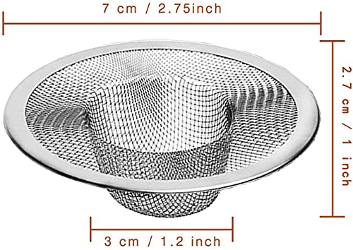 40pcs Heavy Duty Stainless Steel Slop Basket Filter Trap, 2.75" Top / 1" Mesh Metal Sink Strainer,Perfect for Kitchen Sink/Bathroom Bathtub Wash Basin Floor Drain Balcony Drain Hole,Utility - size: 2.75"40pcs