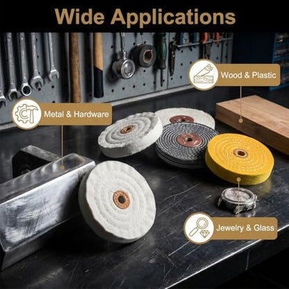 5 Pcs 6" Buffing Wheels, 5/8" Arbor Hole