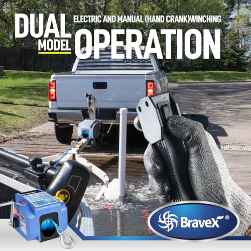 Bravex Trailer Winch 6000LBS, Reversible Portable 12-Volt DC Electric