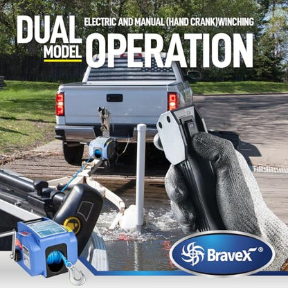 Bravex Trailer Winch 6000LBS, Reversible Portable 12-Volt DC Electric