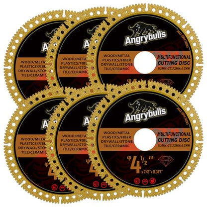 4 1/2 Inch Indestructible Diamond Cutting Wheel, Multi-Material Cut Off Disc for Angle Grinder 7/8" Arbor (6pcs)