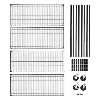 UltraDurable 4-Tier NSF Steel Wire Shelving, 60"W x 24"D x 76"H, Black - color: Black, size: 4-Tier Shelving, 60" W x 24" D