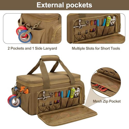 Rexmica 14-Inch Tool Bag Tool Storage Organizer Tactical Range Bag, Khaki - color: Khaki