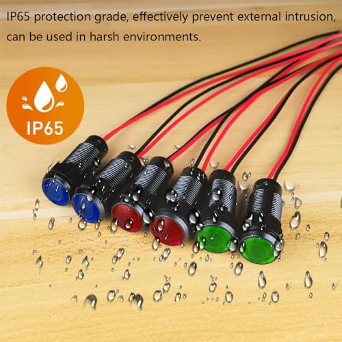 Gebildet 6pcs Red/Blue/Green LED Indicator Pilot Light AC/DC 12-24V Mounting Hole Size 10mm(Flame Retardant Plastic Shell) - color: R/B/G/W 12-24V/Black shell