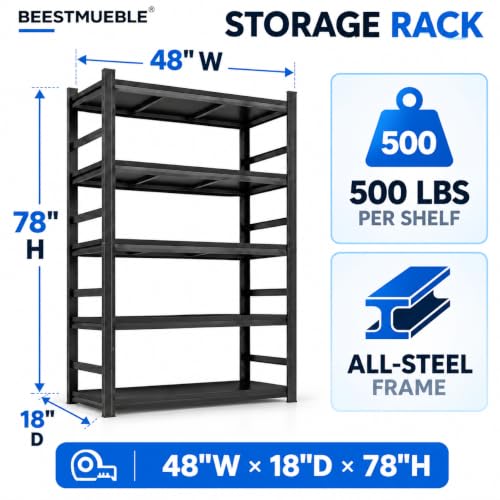 Metal Book shelf, Adjustable Industrial Bookcase with Double-Layer Columns - size: 48"Wx 18"Dx 78"H