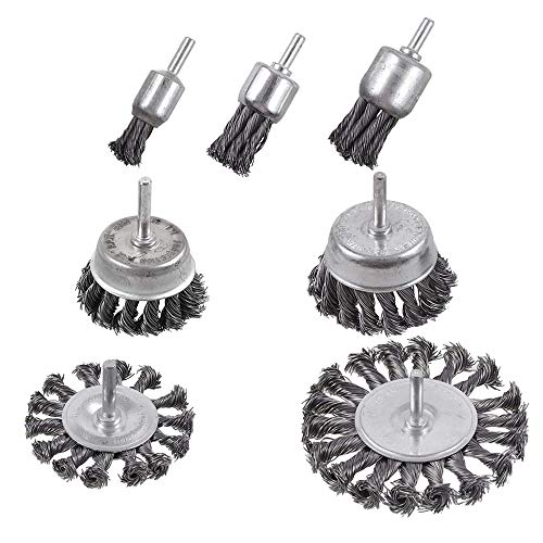 Rocaris 7Pcs Twist Knot Wire Wheel Brush for Drill for Rust Removal