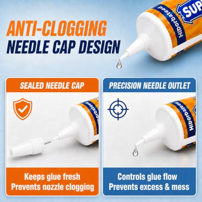 Super Glue Gel, 50g (1.76 oz) Clear Non-Drip Adhesive with Precision Tip