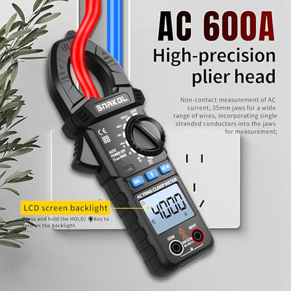 Digital Multimeter Tester 4000 Counts Amp Clamp Meter with 35mm Jaws for AC/DC Voltage and AC Current Meter, Resistance, Diode Capacitance, Continuity, Frequency, NCV Auto-Ranging - style: 4000 Counts Basic