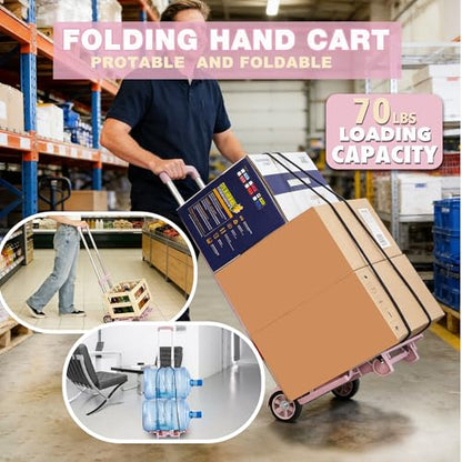 Folding Dolly Pink Hand Cart,Folding Hand Truck Aluminum Trolley - color: 2 Wheel Aluminium Pink
