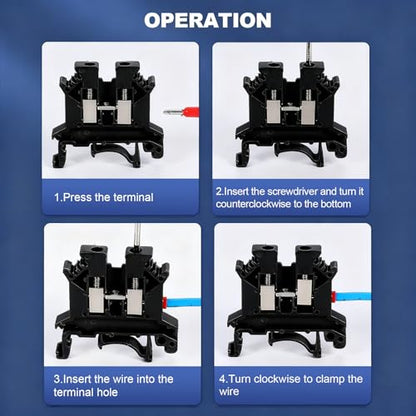 100PCS Black UK2.5B Terminal Block DIN Rail Terminal Blocks - Application for 12-22 AWG 800V Electrical Cabinets Distribution Box,Solar Power System,PLC Industrial Control Automation Panel DIY CNC RV - color: UK2.5B Black