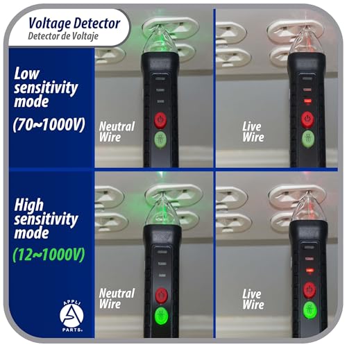 Appli Parts APET-TE1 Non Contact AC Voltage Tester Pen with LED Flashlight and Buzzer Alarm, for Live and Neutral Wire Detection in AC 12-1000V Circuits