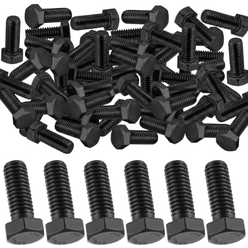 Zonon 50 Pcs 3/8-16 x 1 Hex Head Screw Bolt, Black - color: Black, size: 3/8-16 X 1"