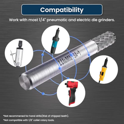 SA-1 Solid Carbide Burr Rotary File Cylindrical Shape Double Cut for Die Grinder,widely Used for metalwork, Tool Making, Engineering, Wood Carving by LU&MN - size: SA-1
