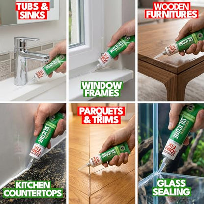 Brown Silicone Caulk (No Gun Needed) Flexible & Waterproof Caulking Tube - color: Brown