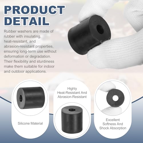 uxcell 5Pcs Rubber Spacers, 25mm OD, 8mm ID, 25mm Thick Black Round Anti Vibration Rubber Pads Isolation Bushings Washer for Home Cars Boat(0.98"OD x 0.31" ID x 0.98" Thick) - size: 25mm OD x 8mm ID x 25mm Thick