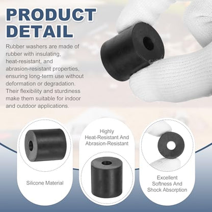 uxcell 5Pcs Rubber Spacers, 25mm OD, 8mm ID, 25mm Thick Black Round Anti Vibration Rubber Pads Isolation Bushings Washer for Home Cars Boat(0.98"OD x 0.31" ID x 0.98" Thick) - size: 25mm OD x 8mm ID x 25mm Thick