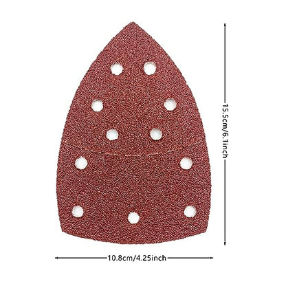 50 PCS Mouse Detail Sander Sandpaper, 40 Grit Palm Sander Sandpaper 11 Holes Hook and Loop Sander Pads Triangular Sanding Sheets Abrasive Sanding Paper for Mouse Sander - size: 40 Grit